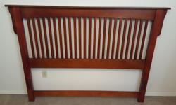 Selling wooden headboard, which fits a queen size bed. Real wood, and in great condition.
Originally came with a slotted wooden bedframe, but have been using a standard metal bedframe (not included) with no issue. Hardware included.
Headboard is a great