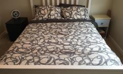 White Hemnes queen sized bed - headboard, footboard, siderails, slats, and King Koil mattress for sale. 2yrs old and in really good condition. Selling as we got a king sized bed. Total cost new was $1000+tax and ferry!
Mattress is super comfy and in good