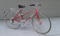 Made in Canada, 1970's classic in excellent condition
27" wheels & 19.5" frame
Ideal for urban cruising with comfy dual spring seat
Includes chrome fenders, spring flap rear rack & kickstand
New tires, tubes & cables; all bearings repacked
Suntour