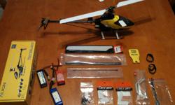 Align T-REX 250
 
Has approx 6 hours flight time worth over $600. Has carbon fiber main frame, aluminum rotor head
 
comes with all that is shown
 
3x lipo batteries
1x ar1000 spectrum receiver
Extra main blades, flybar paddles, tail boom, tail blades,