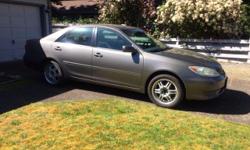 Make
Toyota
Year
2005
Colour
Grey
Trans
Automatic
Very good shape. I have had it since 2006. It has been an extremely reliable vehicle. I would have kept it much longer, but circumstances changed.
Brand new Michelin tires May 2016 ($1400). 17" rims.