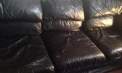 Black leather couch , in good condition, selli99. Not used often, pick up preferable or can arrange delivery. Small tear in cushion.
