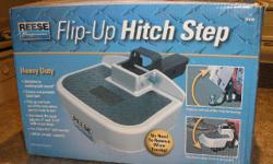 Never used still in the box. Features include;
The revolutionary Reese Flip-Up Hitch Step offers unprecedented access to your hitch ball
Open your hitch step to access your hitch ball without having to remove the step entirely
Flip up the step while it