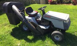 Very well taken care of, in fact the engine looks and runs like new, tires have a lot of tread and do not leak, body and deck are in great shape and the lights and kill switches all work.
This mower is just too big for our property and we would like it to