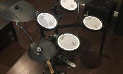 This drum kit is in perfect working condition with mesh drums, Tama double kick peddles and a Yorkille 100KW amp to complete the set.