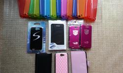 Top Row:
All $4 each - All soft cases, glossy semi-transparent on the edges with matte, fine textured body.
Middle Row:
Black w/ S - $20 - Hard plastic, S logo and clear edge lights up with various LED colours; flashes and lights up when receiving phone