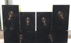 Includes: (Center Speaker, left & right Surround speakers, left & right Front Speakers)
(*Maybe Never been used*), been sitting in storage for years! Couple scuffs on the shinny black casing but basically in perfect condition! Would love to get rid of
