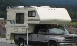 Camper for long box pickup. $6,000 OBO
Great quality, lots of storge, very well maintained, excellent condition.
- holds two thirty lb. propane bottles
- room for four golf cart batteries
- 3-way fridge, recently replaced
- reupholstered seats in dinette