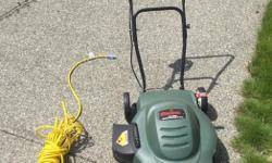 the lawnmower used three times and the cord was bought from costco, really good quality . all for $80