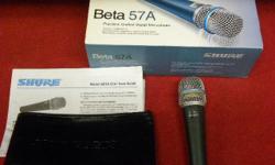 Shure Beta dynamic supercardioid microphone, model Beta 57A, item #144311-3. Excellent condition and in original packaging. Price of $133 includes all taxes. Please refer to inventory #144311-3 when inquiring. We also have more items for sale at The Bay
