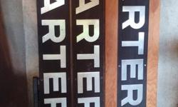 3 old highway coach name plates, stainless steel letters on fiberglass backing