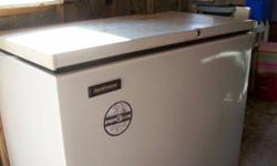 Working freezer, 44 inches long great shape in side and on all sides but there is some rust on the lid.  Was kept on the porch and could use a little spray of tremclad paint to clean it up.
 
It is located in Marmora but for serious buyer and can go and