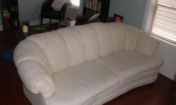 For sale and pick up one nice white Sofa Couch originaly purchased at Sears Furniture. Comes with the two cushions and 4 legs. It is very clean and seats 2 or three people. Measures 7ft 6 inch long by 3 ft 6inch deep and 2ft 6in high. $ 150 obo