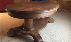 This oval shaped coffee table is 37.5" x 23.75" wide and 15" high; there are a couple of markings - I use a 'restore" product to eliminate these; must pick up.