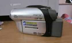Sony DVD camcorder
800x digital zoom
20x optical zoom
Super Steady-Shot
*Touch screen*
Comes with battery charger, TV-connecter cable, carrying case, 7 extra blank dvds, extra super long battery
In fantastic condition.Only been used a few times.