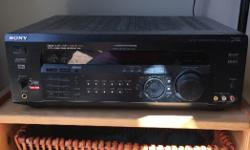 Sony receiver, works really well and pumps out some serious sound. No remote