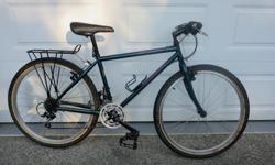 All components in excellent condition. Ridden little, dry storage. H2O bottle cage and bike rack to carry gear.
Features
Frame: Direct Drive CRMO tubing, custom butted frame: CRMO series frames have been triple butted to give a very light frame
Gears: 21