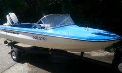 Late 80s 14 foot Vanguard fibreglass boat and 40 hp 2 stroke outboard on trailer. A clean little unit that comes with a canvas cockpit cover and a tripod for tubing. Engine will need a tune up and the powerhead may need some TLC. Near new battery, newer