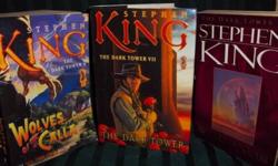 Stephen King Novels
Will sell separately, or $30 for the LOT!!
The Dark Tower III: The Waste Lands (1991) (Paperback)
The Dark Tower IV: Wizard and Glass (1997) (Paperback)
The Dark Tower V: Wolves of the Calla (2003) (Paperback)
The Dark Tower VII: The