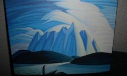 'Lake and Mountains' and 'Maligne Lake' by Lawren S. Harris
-$30 each or both for $50
-measure approximately 10" wide x 7.5" high x 1.5" deep
-ready to hang, no framing required
-$68 - $82 each at Art.com