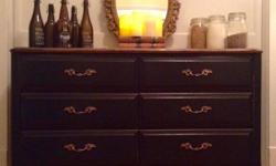 Beautiful dresser in black with dark stained top.
For more see my furniture page
https://www.facebook.com/imperfectlyChic/