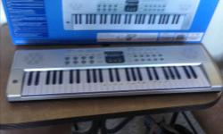 Near new played twice table organ runs on batteries.
Was 59.99 sell $25.00 no holds.
Has 54 functions, great for child's first keyboard or
adult.