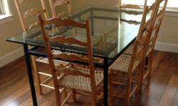 Large Glass table 65 x 42 x 5/8 - metal frame
6 custom made side chairs available separately ($50.00 each)