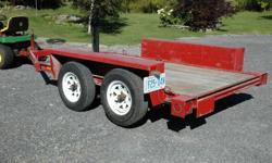 tandem trailer, electric brakes on all 4 wheels, new tires and rims. Bed is 50" x 96", 7 connector wiring, LED tail lights. Frame is steel channel. Built by Boathandler