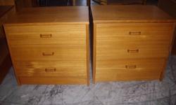 I have three teak night stands for sale.  two that match are 19 1/2 tall x 21 1/4 wide 15 1/2 deep  the single one is 19 1/2 tall x 23 1/2 wide 13 deep they are 125.00 each Please call 250-212-3471