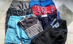 6 pairs shorts .. 2 size 27, 2 size 28 and 2 size 29 .. tee shirt small s and gap size xl boys