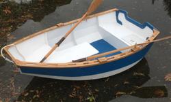 John Welsford design Tender Behind rowboat. Built as a 2018 summer project using marine grade plywood, oak, bronze fasteners, West system fibre glass and epoxy and marine grade paints and varnishes. Spruce oars included. I have receipts for all materials