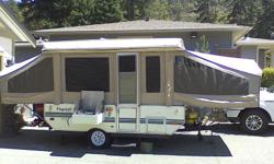 1996 flagstaff cobra queen/double inside/outside stove freshwater tank pump+tap 1 yr old propane tank wiring for battery furnace fridge has a patch on canvas backside tires and bearings good tows nice no swaying call for info 250 888 5600