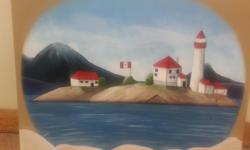 large caraciture of entrance island lighthouse by local artist approx dimensions 5feetx4feet great piece for display in a retail marine business or the cabin can be viewed at the buzz coffee shop next to the country grocer on bowen rd will consider offers
