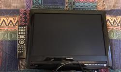 Hello,
I have a Toshiba 19" LCD TV with built-in DVD Player. It has been lightly used in a bedroom, and functions as it should. It's in very nice shape and would be a great addition to a bedroom, or playroom! I'm looking for offers and I'd like to get rid