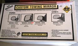 Custom Towing Mirrors on Sale! These mirrors fit a 1992 and newer Ford E150 and E250 vans.
Originally $109.95, now only $54,95 for the pair!
We have many other slide on towing mirrors for other vehicles in stock, also up to 50% off. Please check our other