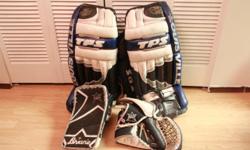 I have for sale a set of good shape Lousiville TPS 32" Pro Level goal pads. These pads were over $1600 new, and have a lot of life left in them. They are the pre standardization width, so they are wider than current pads. Complete with toe caps, and thigh