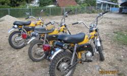 3 Honda ST 90 bikes. 2 with 4speeds and Hi/Lo range and on with stock 3 speed single range.
 
Call (250)-212-9329