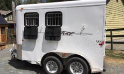 NEW PRICE, NEED TO SELL 2010 IMMACULATE 2 horse trailer, $10,000 in excellent condition, good floorboards, tires, and rubber mats, all the electrical works great, new break away battery, water tank, mirror and tons of hooks in the carpeted tackroom, spare