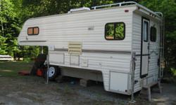 10 ft deluxe camper: 1996 Timberline with winterized package (includes storm windows).
Basement model, north-south bed, large fridge with large freezer, double sink, large sky-light that lets in lots of natural light, bathroom, showers inside and outside,