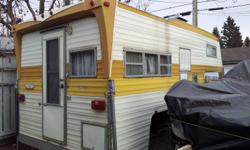 I'm selling this truck camper for my mother all I know is it has a working bathroom, stove, and fridge it also sleeps 4 people I think..it is 16 feet long if you have any other questions call winnie at 4034523361 I only got two pictures of it cuz they