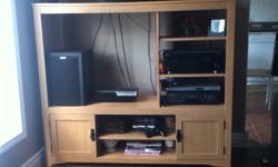 TV Stand in good condition.  TV Opening dimensions are
32 " wide by 28" High
 
Total Dimemsions are
55" Wide by 48" High