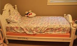 I have a white twin size disney princess bed for sale. comes with mattress and in good shape . call amanda 250-718-2047