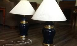 Two navy blue lamps $15 each or 2 for $25