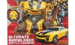 This is the advanced Ultimate Bumblee Transformer.  It has been slightly used.
 
There is no box but the instructions are included.
 
It measures approximately  10" in height/length.  You can press a button and Bumblebee talks and his eyes light up.  He