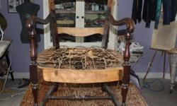 This Vintage Chair has been reglued and is structurally sound
The springs are all there and ready to be re-upholstered.
..........$20