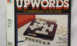 Upwords 3-Dimensional Word Game 3D Milton Bradley 1984 Excellent
* Published in 1984 by Milton Bradley
* Ages 8 and Up
* 2 to 4 Players
* English and Text and Instructions
 
The Game is 100% Complete and in Excellent Condition.
I am asking $20 or best
