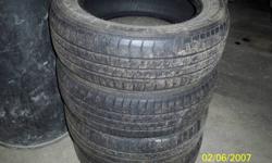 4 bridgestone all season radial tires with approximately 60% tread left, size 205/60/16,asking 150.00 obo.