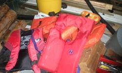Variety of parts including 6 kids lifejackets, bilge pumps, head, hot water tank, fresh water tank, Murphy steering, controls, electrical panels, Danforth anchors, cleats, stove pipes, smoke stack, door etc