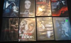 Various Horror DVDs for sale $5
D
Paranormal Entity
Silent Hill
The Hills have Eyes Unrated
30 Days of Nights
The Conjuring - Annabelle
Red Hook - the hunt is on Unrated
Haunting - Haunting in Georgia
The Marked Ones
The Purge
Drag Me To Hell
One Missed