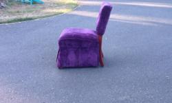Old purple covered chair. Excellent condition, no tears or rips, solid and well built